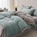Milk Velvet Solid Color Four-Piece Set Thickened Winter Coral Fleece Double-Sided Duvet Cover Fleece-Lined Warm Flannel Bed Sheet_maomaolike.com