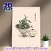 Tea Ceremony Themed Painting Poster, Serene Minimalist Watercolor Poster, Delicate Tea Bowl With Tea Leaves And Teapot Design, Calming Decor Ideal For_maomaolike.com