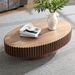 Modern Handcraft Drum Coffee Table Length 43.7 Inch Ellipse Coffee Table For Living Room,Oval Small Coffee Table With Sturdy Pedestal_maomaolike.com