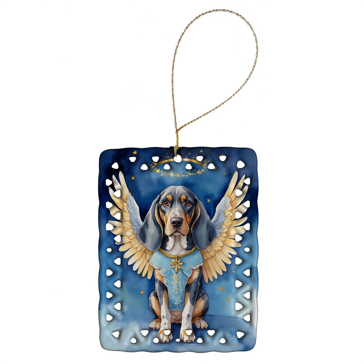 Bluetick Coonhound My Angel Porcelain Ornament Christmas Tree Hanging Decorations For Home Christmas Holiday, Rectangle, Gift, Multicolor_maomaolike.com