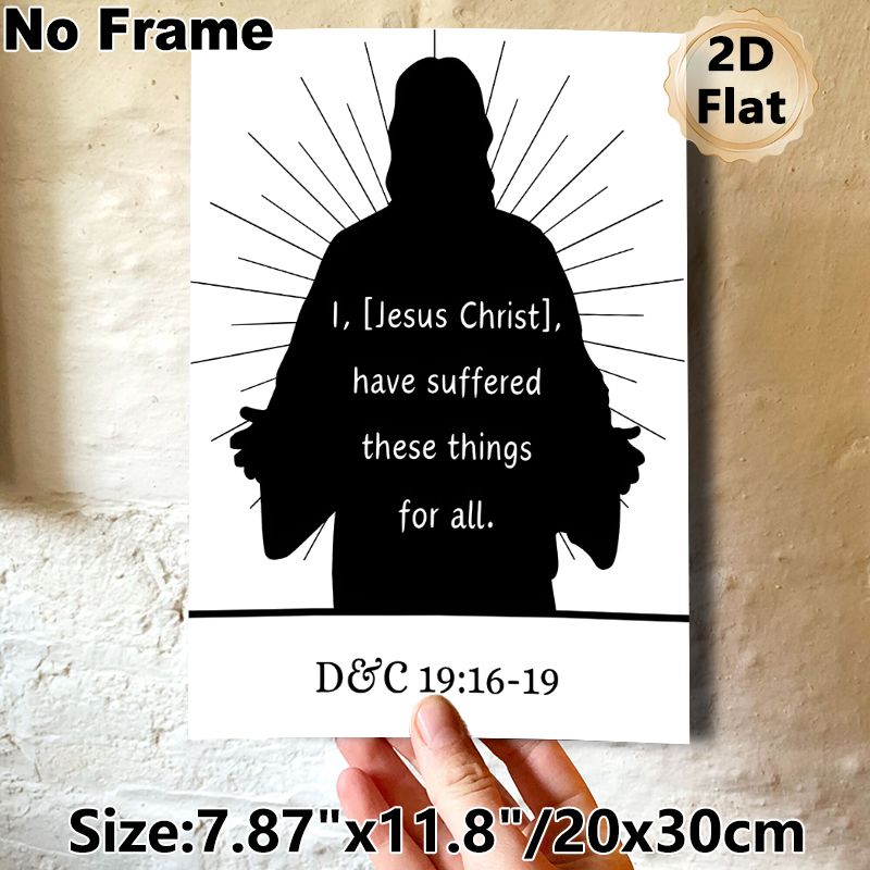 Christian Themed Scripture Painting Poster, Minimalist Black & White Jesus Silhouette With Inspirational Verse Poster, Thought-provoking Religious_maomaolike.com