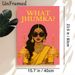 Indian Jhumka Themed Painting Poster, Vibrant Cartoon Indian Lady With Traditional Gold Jewelry Poster, Eye-catching Cultural Decor For Living Room_maomaolike.com