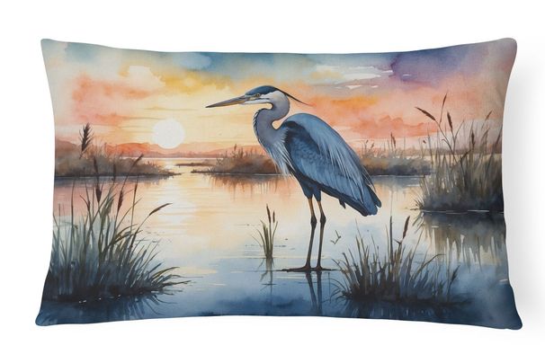 Birds, Birds, Birds Throw Pillow Throw Pillow For Indoor Couch Bed Outdoor Patio Washable, Blue Heron Setting Sun 7502,12Hx16W_maomaolike.com