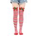 Unisex Christmas stockings Bow hairball over the knee stockings COS holiday party accessories Christmas stockings_maomaolike.com