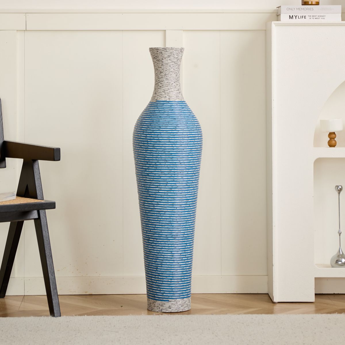 39-Inch Tall Standing Designer Floor Vase - Durable Artificial Rattan - Elegant Two-Tone Dark Brown Finish - Ideal Decor Accent For Living Room, Bedroom, Entryway - Stylish Home Decor Statement Piece_maomaolike.com