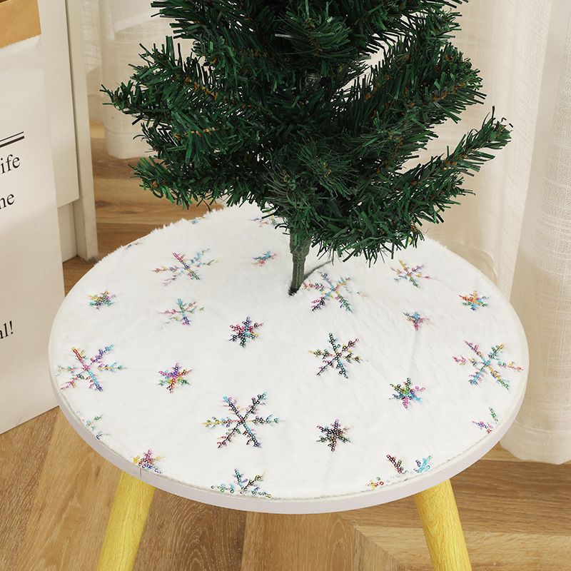 Christmas Base Decoration Solid Color Snowflake Mat Machine Washable European And American Multi-Color Embroidered Sequin Tree Ski_maomaolike.com