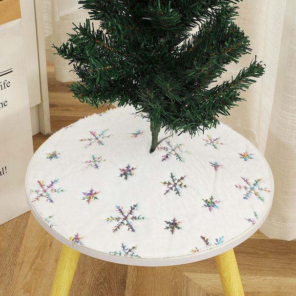 Christmas Base Decoration Solid Color Snowflake Mat Machine Washable European And American Multi-Color Embroidered Sequin Tree Ski_maomaolike.com