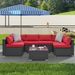 Patio Furniture PE Wicker & Tempered Glass Table_maomaolike.com