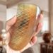 Natural Yellow Ox White Yak Horn Thickened Portable Special Women's Dense Teeth Massage Comb Engraved Long Hair_maomaolike.com