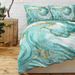 Chic Girly Marble Cover Mint Gold Glitter Turquoise Bedding Comforter Set Abstract Aqua Teel Blue Duvet Cover(Single)_maomaolike.com