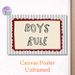 Boys Rule Typography Painting Poster, Retro Hand-drawn Style Poster, Playful Bold Text With Striped Background & Scalloped Border, Ideal For Bedroom_maomaolike.com