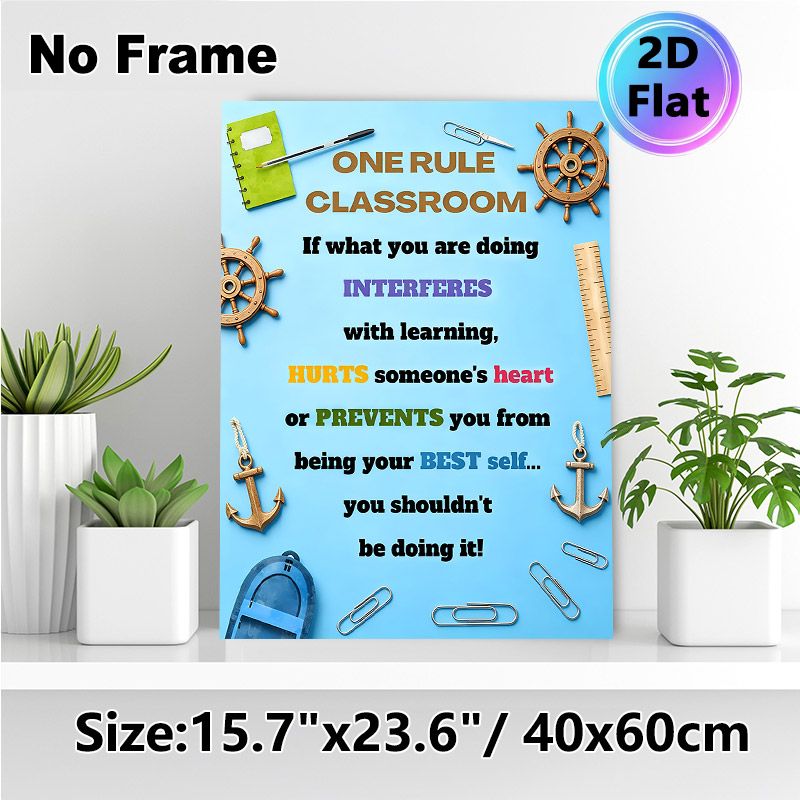 Nautical Themed Classroom Rule Painting Poster, Vibrant Colorful Typography With Nautical Decor Elements Poster, Clearly Outlines Positive Classroom_maomaolike.com