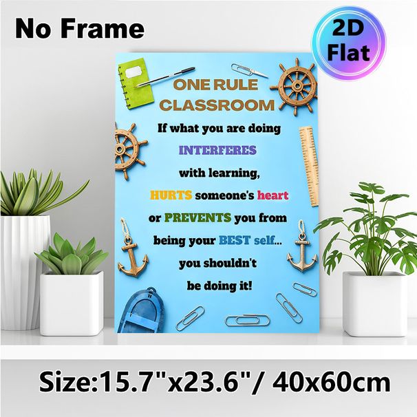 Nautical Themed Classroom Rule Painting Poster, Vibrant Colorful Typography With Nautical Decor Elements Poster, Clearly Outlines Positive Classroom_maomaolike.com