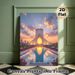 Azadi Tower Sunset Painting Poster, Warm-toned Urban Scenic Reflection Poster, Peaceful Cityscape Artwork Suitable For Living Room, Office Wall Decor_maomaolike.com