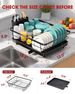 Sakugi Dish Drying Rack - Stainless Steel Dish Rack With Drainboard For Kitchen Counter And Sink, 15.6" D X 12" W X 5" H, Black_maomaolike.com