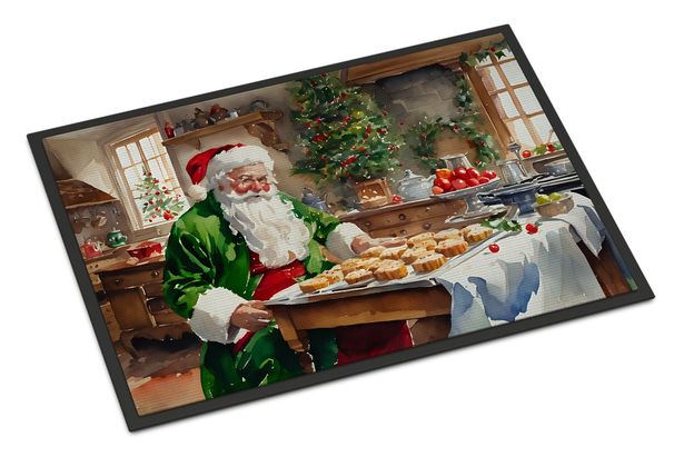 Cookies With Santa Claus Father Christmas Doormat Front Door Mat Indoor Outdoor Rugs For Entryway, Non Slip Washable Low Pile, 24H X 36W_maomaolike.com