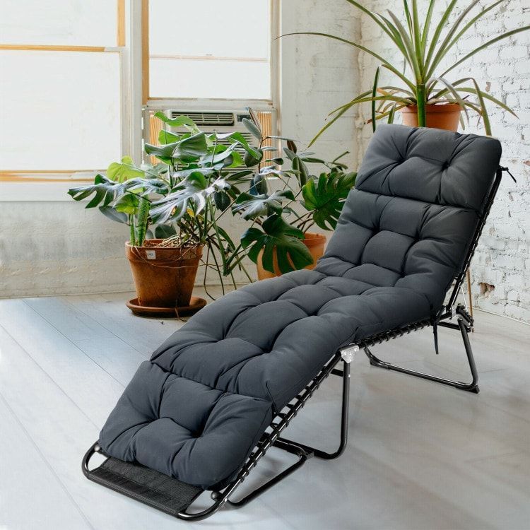 1 Pc Outdoor Lounge Chaise Cushion With String Ties For Garden Poolside_maomaolike.com