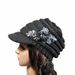 Hot Sale Womens Cable Visor with Flower Accent women Knit Beret Baggy Beanie Cap Hat_maomaolike.com