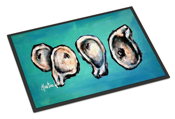 Four Oyster Shells On Board Doormat Front Door Mat Indoor Outdoor Rugs For Entryway, Non Slip Washable Low Pile, 24H X 36W_maomaolike.com