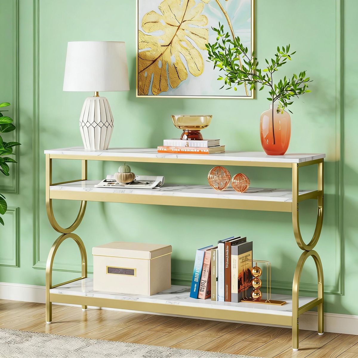 3-Tier Console Table, Sofa Table With Storage Shelves_maomaolike.com