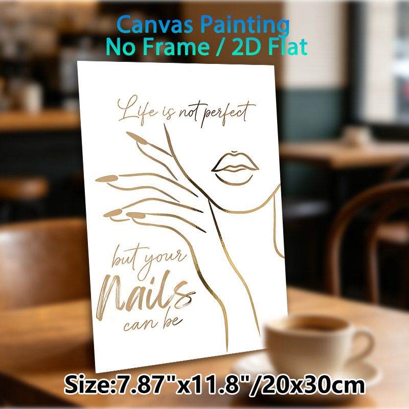 Nail Quote Painting Poster, Gilded Minimalist Line Art Poster, Stylish Nail-themed Inspirational Decor Ideal For Beauty Salons, Bedrooms_maomaolike.com