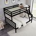 Twin Over Full Bunk Bed With Ladder,Wooden Bunk Bed With High Guardrail And Ladder For Kids, Teens, Dorm Rooms, And Guest Rooms,No Box Spring Needed,Espresso_maomaolike.com