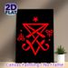 Mystical Sigil Themed Painting Poster, Bold Red Geometric Occult Symbol Poster, Intriguing Mystical Design Ideal For Home Study, Living Room Decor_maomaolike.com