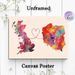 UK & Partner Country Heart-connected Painting Poster, Vibrant Watercolor Splatter Map Poster, Warm Bond-themed Decor Ideal For Living Room, Bedroom Or_maomaolike.com