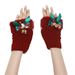 Christmas winter plush half finger wine red bow bell Christmas cute short gloves autumn and winter empty top hat_maomaolike.com