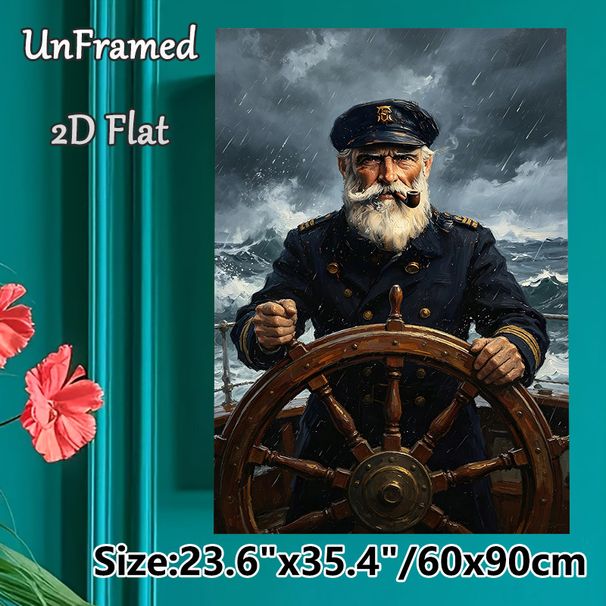 Sea Captain Themed Painting Poster, Realistic Dramatic Stormy Sea Scene Poster, Captivating Nautical Artwork, Ideal For Home Office And Coastal-themed_maomaolike.com