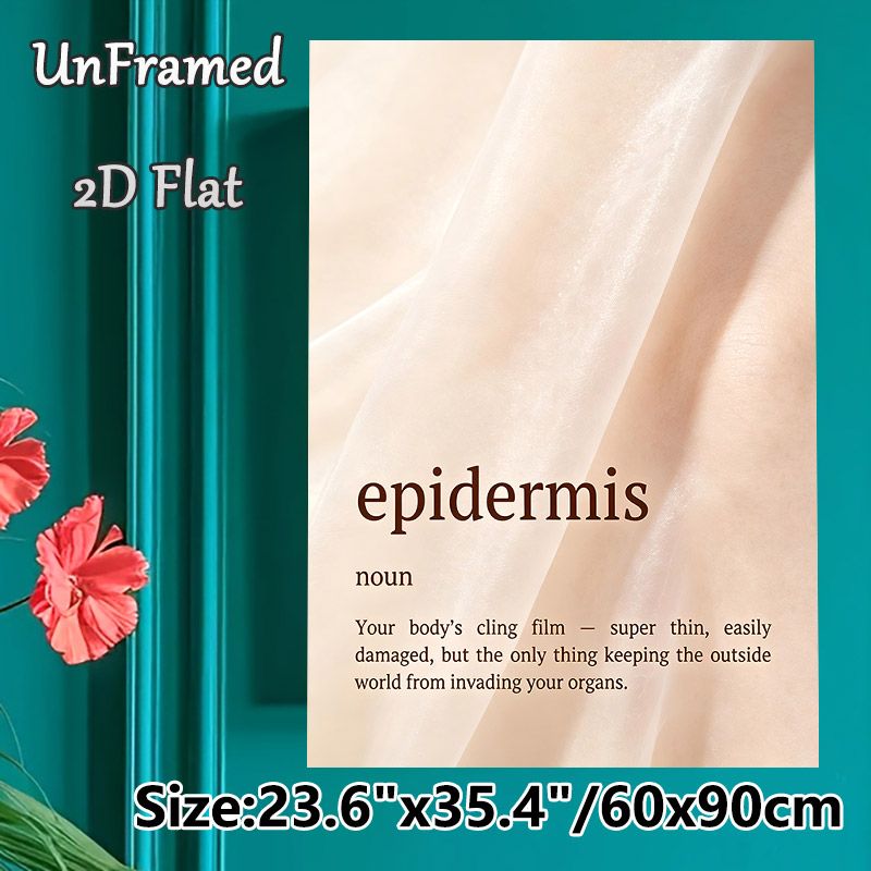 Epidermis Definition Painting Poster, Minimalist Soft-toned Text Art Poster, Informative Quirky Body Science Decor Idea For Bathroom, Bedroom Or_maomaolike.com