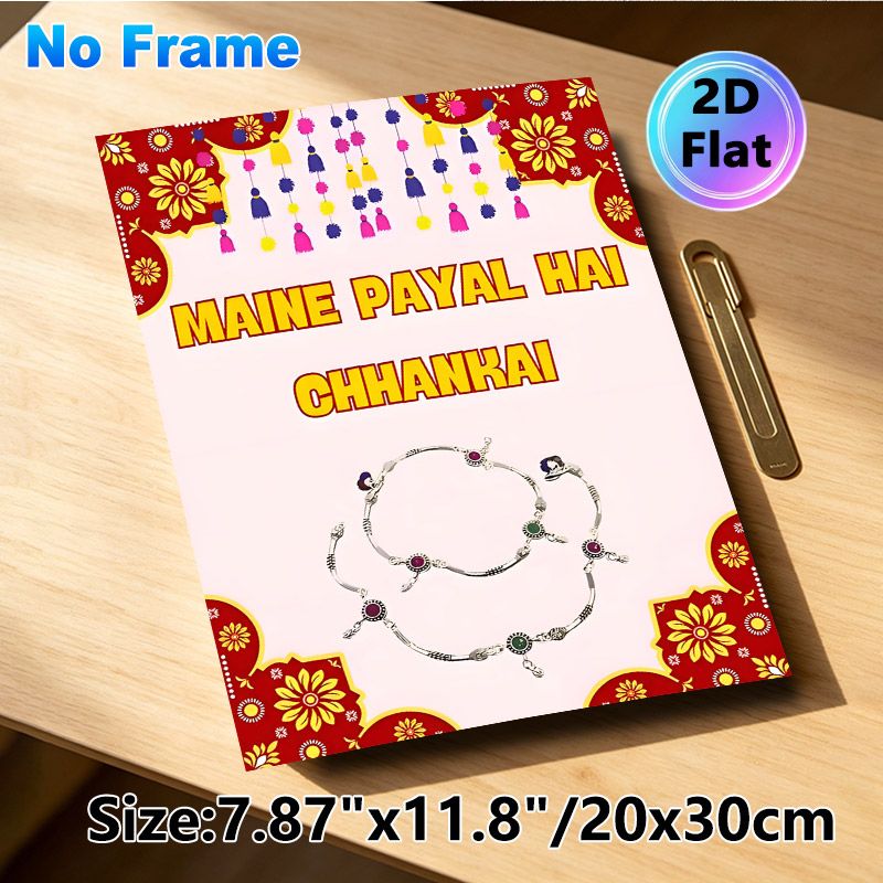 Indian Payal Themed Painting Poster, Vibrant Ethnic Traditional Decorative Poster, Cultural Festive Design Ideal For Home And Festival Celebration_maomaolike.com