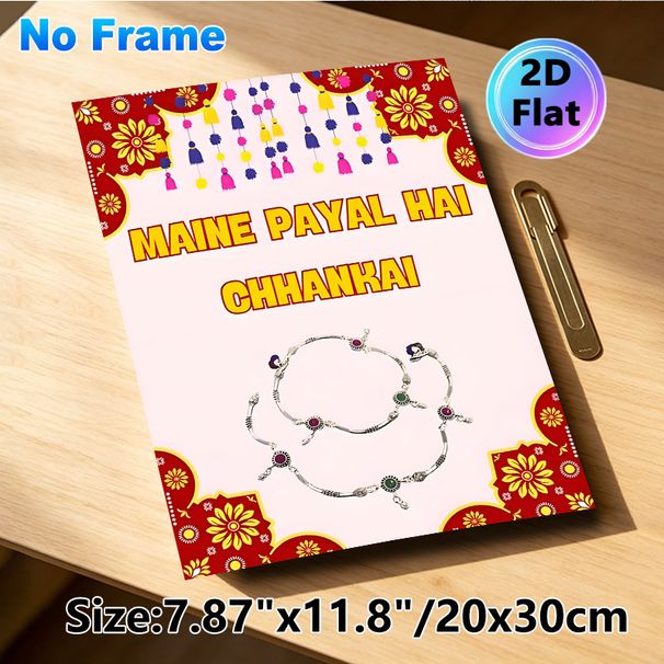 Indian Payal Themed Painting Poster, Vibrant Ethnic Traditional Decorative Poster, Cultural Festive Design Ideal For Home And Festival Celebration_maomaolike.com