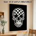 Checkered Skull Painting Poster, Sleek Black & White Checkered Pattern Skull Poster, Unique Artistic Decor Ideal For Living Room, Studio Or_maomaolike.com