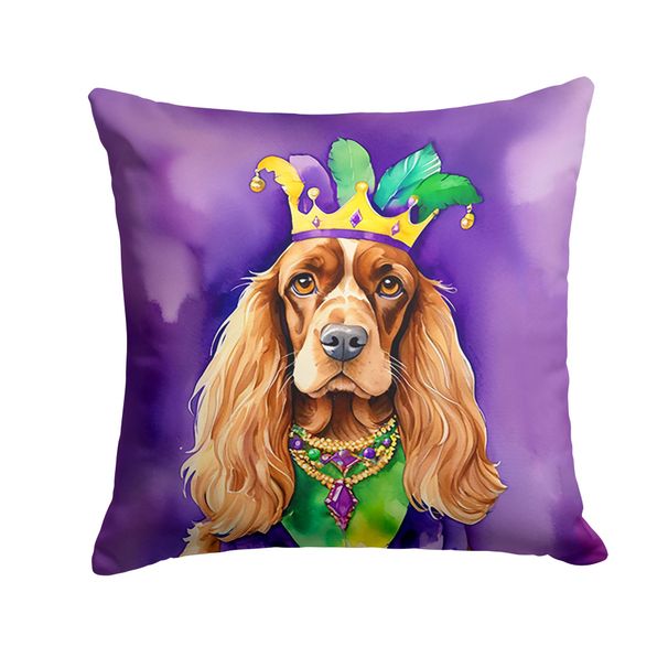 English Cocker Spaniel King Of Mardi Gras Throw Pillow Machine Washable, Indoor Outdoor Decorative Pillow For Couch, Bed Or Patio, 18Hx18W_maomaolike.com