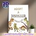 Adopt A Dinosaur Painting Poster, Cute Watercolor Party-themed Dinosaur Poster, Playful Dinosaur Design With Sunglasses And Party Hats, Ideal For_maomaolike.com