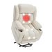 Power Lift Recliner Chair For Elderly, Recliner Chair With Massage & Heat, Electric Leather Lift Recliner Chair For Living Room With Side Pocket, USB & Type-C Charge Port, Beige_maomaolike.com