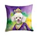 White Poodle King Of Mardi Gras Throw Pillow Machine Washable, Indoor Outdoor Decorative Pillow For Couch, Bed Or Patio, 14Hx14W_maomaolike.com
