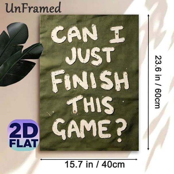 Gaming Quote Painting Poster, Vintage Cracked White Lettering On Dark Green Poster, Relatable Gaming-themed Slogan, Ideal For Game Room, Living Space_maomaolike.com