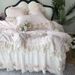 Wholesale Korean Version Milk Velvet Four-Piece Autumn Winter Thickened Lace Edge Flannel Warm Bed Skirt Coral Fleece 4-Piece Set_maomaolike.com