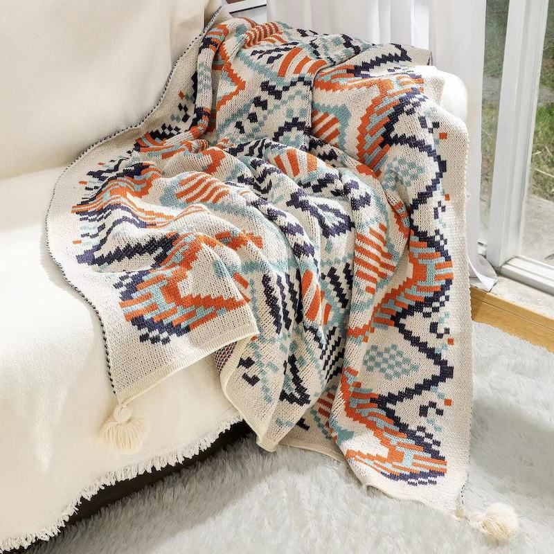 Navajo Sun Blanket Thickened Knitted Bohemian Office Nap Air Conditioning Blanket Sofa Blanket Baby Blanket_maomaolike.com