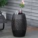 12.5" Steel Outdoor Side Table, Round Hollow Drum Patio End Table, Accent Table For Indoor And Outdoor, Black_maomaolike.com