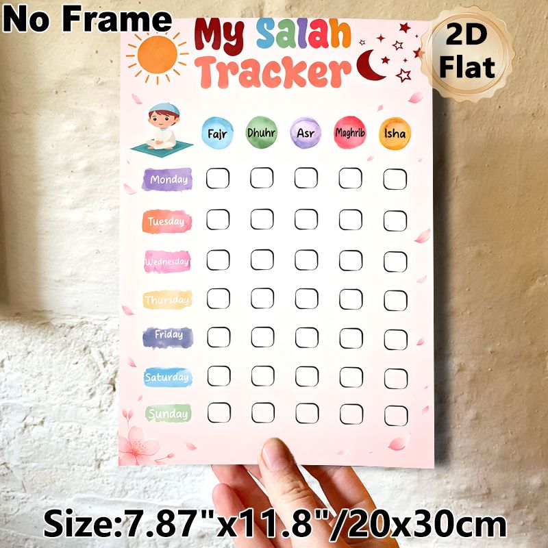 Salah Tracker Painting Poster, Vibrant Watercolor-style Poster, Practical Design To Track Daily Salah Prayers, Suitable For Home And Prayer Room_maomaolike.com