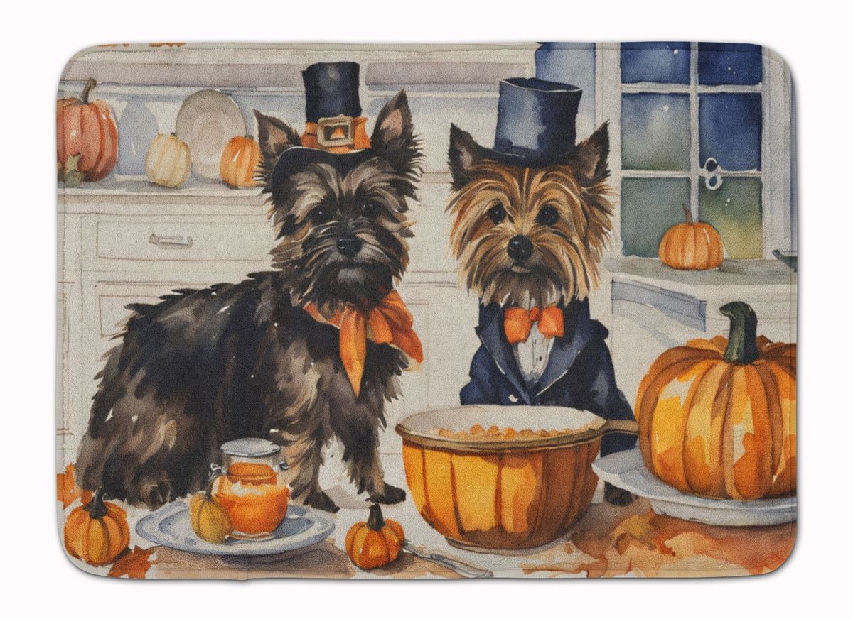 Cairn Terrier Fall Kitchen Pumpkins Memory Foam Kitchen Mat Machine Washable Anti-Fatigue Mat Cushion Comfort Bath Mat Or Kitchen Rug_maomaolike.com