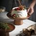 Japanese Style Solid Wood High Foot Tea Fruit Cake Tray, Wooden Tray_maomaolike.com