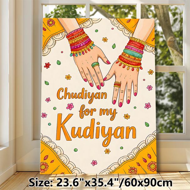 Indian Chudiyan Themed Painting Poster, Vibrant Folk Style Poster, Festive Cultural Design With Bangle-adorned Hands, Ideal For Living Room And_maomaolike.com