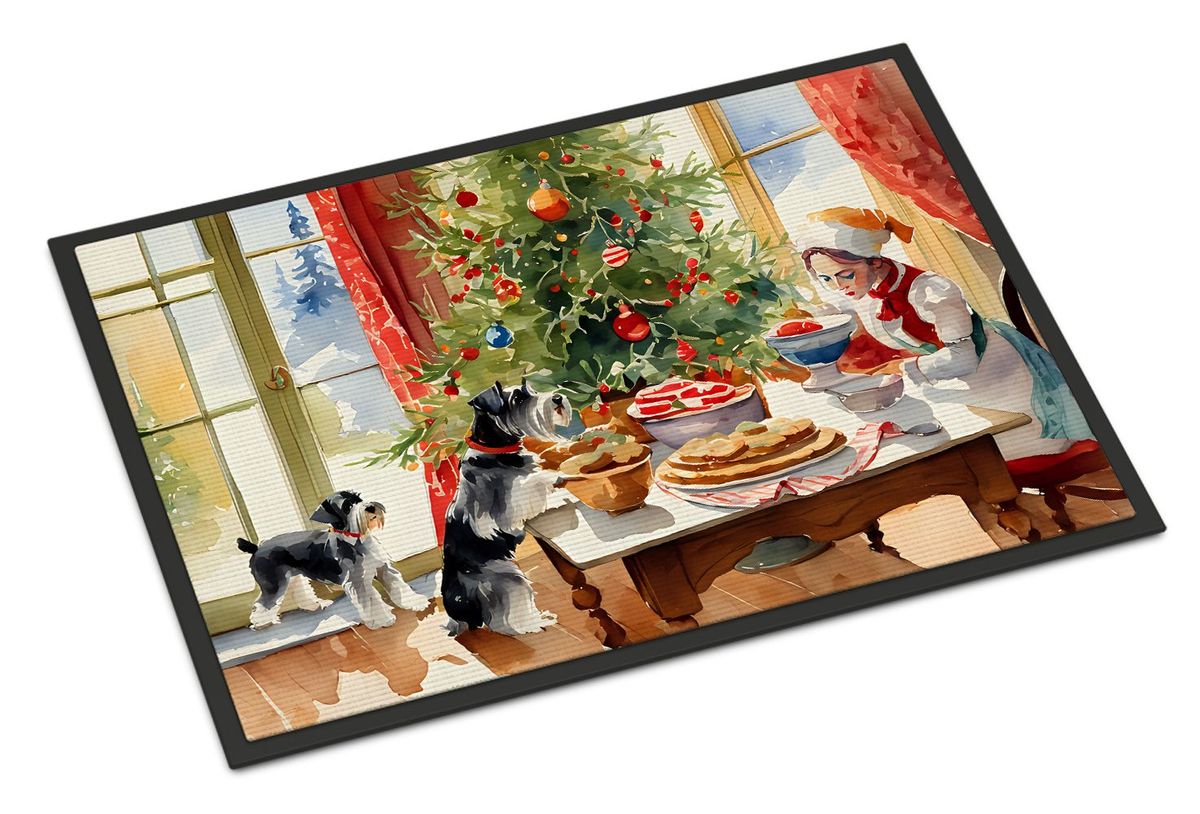 Schnauzer Christmas Cookies Doormat Front Door Mat Indoor Outdoor Rugs For Entryway, Non Slip Washable Low Pile, 24H X 36W_maomaolike.com
