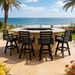 Outdoor Swivel Bar Stools, Carbon HDPE High-Density Polyethylene Patio Bar Chair With 360 Swivel & Ladderback, All-Weather Bar Height Stool For Deck, Porch, Poolside, Hot-Embossed Wood Grain_maomaolike.com