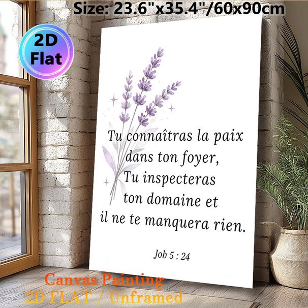Lavender & French Bible Verse Painting Poster, Soft Watercolor Floral Poster, Serene Inspirational Scripture Art Ideal For Living Room, Bedroom Wall_maomaolike.com