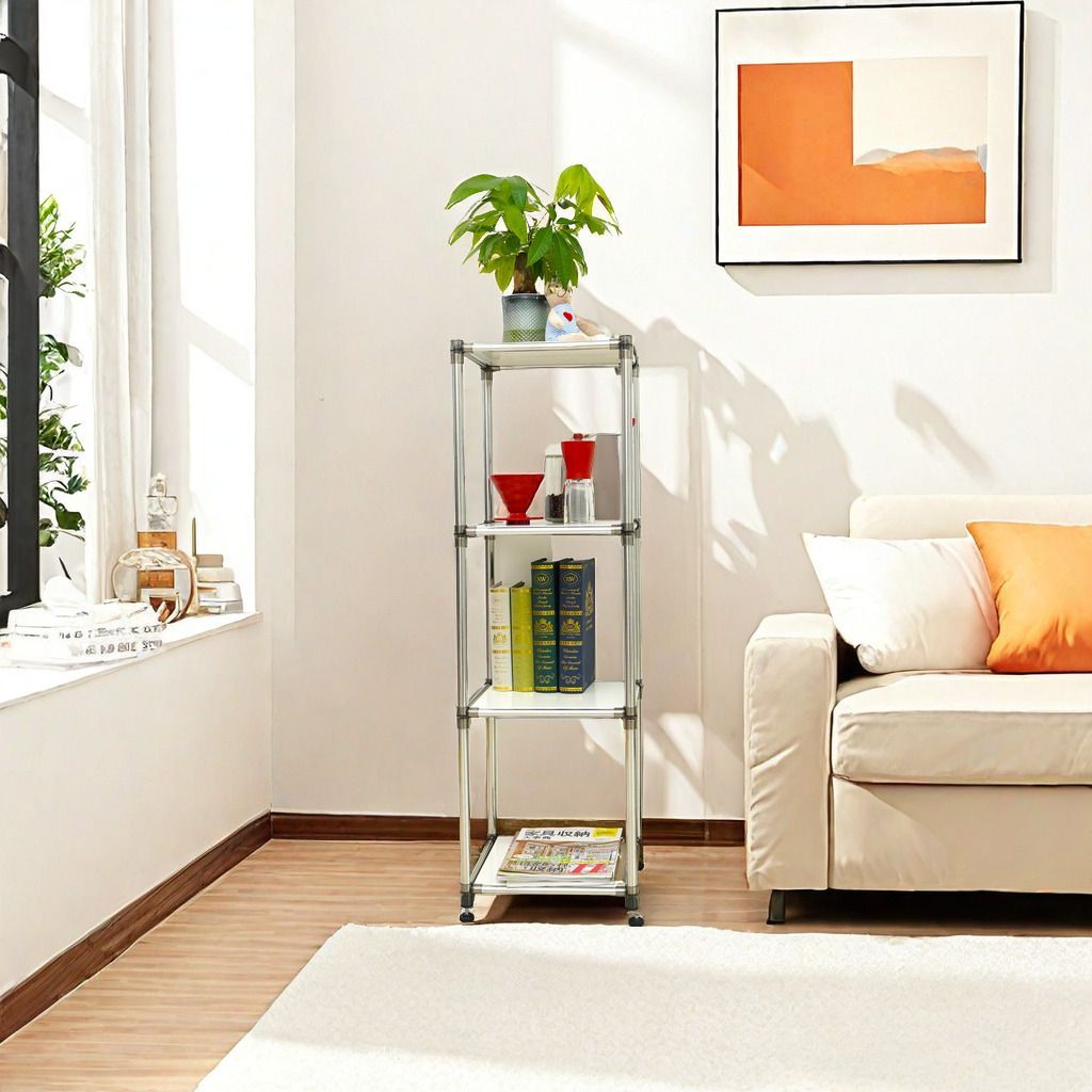 Korean White 4-Tier Heavy Duty Stainless Steel Storage Shelving Unit, 100lbs/shelf (49"H X 14.9"W X 13.7"D) For Indoor/Outdoor Organization , Modular Rack, Extremely Durabl_maomaolike.com